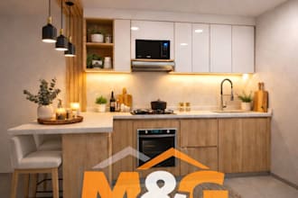 design kitchen interior in 3d and render