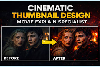 create cinematic movie explain and analysis youtube thumbnail
