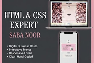 create professional HTML CSS landing pages and digital cards