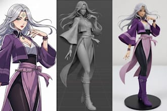 sculpt 3d anime figure, nsfw character, miniature, action figure for 3d printing