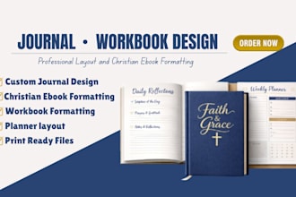 edit, format christian ebook, kdp journal, planner, workbook, book layout design