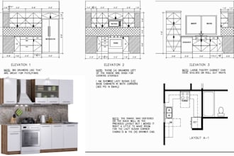 make 2d  detailed kitchen cabinet shop drawings
