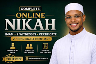 conduct authentic online nikah as an imam, with witnesses, wali, and certificate