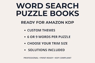 design large print word search books for amazon KDP
