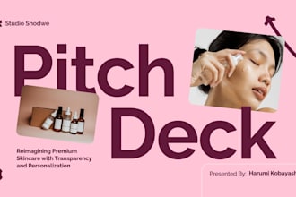 design a pitch deck for skincare startup cosmetric brand and beauty clinic