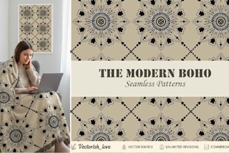 design a modern boho seamless vector pattern for textile and print