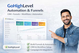 setup gohighlevel CRM,funnels,workflows, automation and integrations