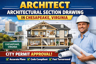 architect architectural section drawing in chesapeake virginia city permit