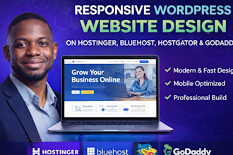 design responsive wordpress website on hostinger bluehost hostgator godaddy