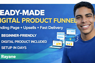 launch a digital product funnel with landing page and upsells