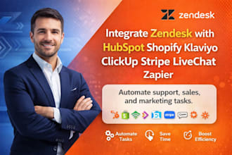integrate zendesk with hubspot shopify klaviyo clickup stripe livechat zapier
