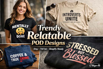 create trendy typography tshirt designs for your pod store