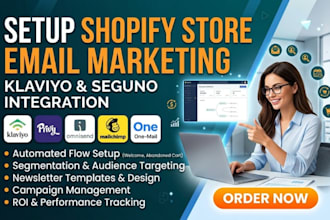 setup shopify store email marketing klaviyo seguno omnisend privy mailchimp one