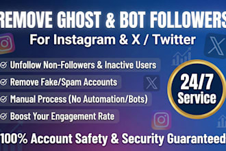 unfollow, remove, inactive instagram and x twitter bot followers or followings