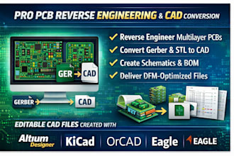 reverse engineer pcb, convert gerber to editable, cad and stl to step