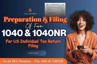prepare and file irs form 1040 and 1040nr professionally for US and non resident