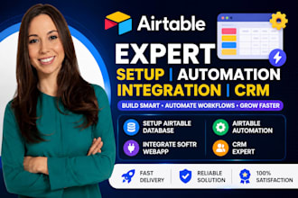 setup airtable database, airtable automation, integrate softr webapp, crm expert