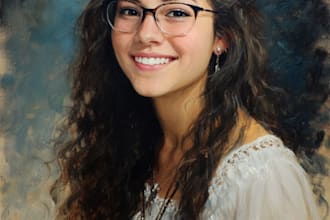 draw digital portrait art in oil painting from photo