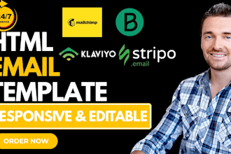 design and import stripo html template to mailchimp, brevo, klaviyo, mailerlite