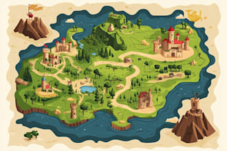 design a custom map, city illustration, and vector site plan