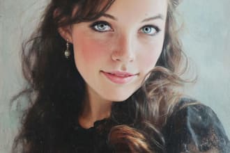 paint customized portraits into an oil painting