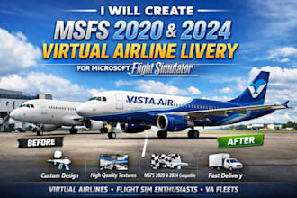 create msfs 2020 and 2024 virtual airline livery for microsoft flight simulator