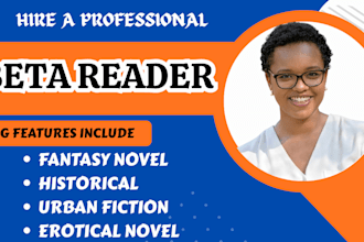 beta read your fantasy, romance, historical, dark, thriller or erotical book