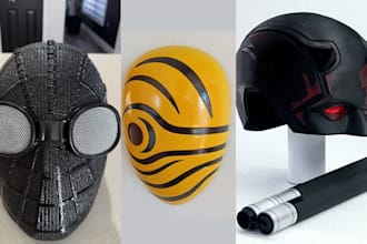 create 3d helmet 3d mask 3d armor cosplay model for 3d print and paint stl