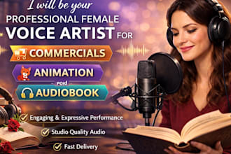 be your professional female voice artist for commercials animation and audiobook