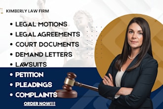 draft motions for summary judgment, motions to dismiss, answers, lawsuits