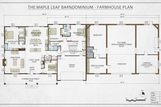 create barndominium pole barn and farm house plan floor plan