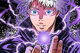 illustrate skeb gacha splash art, vtuber manga model, doujinshi 90s retro anime