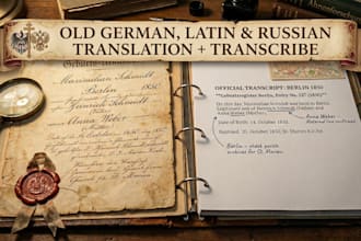 transcribe and translate german, latin, or russian records