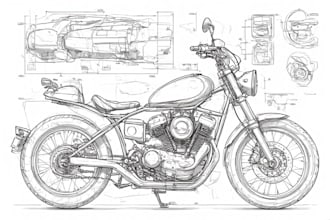 draw a technical drawing, sketch, product illustration