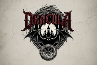 design a dark and powerful dracula logo for your brand
