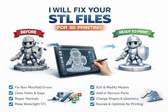 fix, edit, modify and prepare stl files for 3d printing