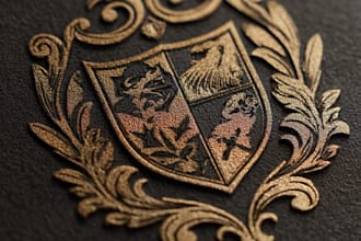 design heraldic, modern luxury logo with hand drawing