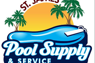 design a creative and refreshing pool logo for your brand