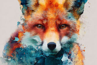 draw watercolor animal illustration art for you