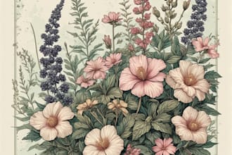 create a beautiful vintage botanical illustration