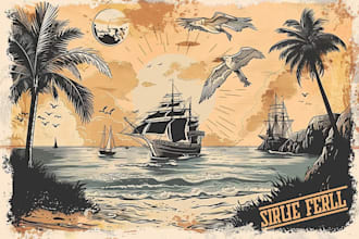 draw a unique illustration in a vintage style