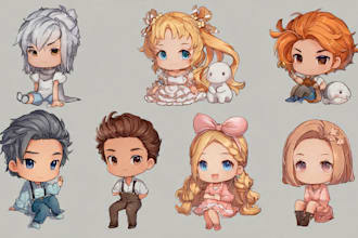draw chibi character art for design character, fanart, kawaii