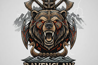 design a powerful and legendary viking logo for your brand