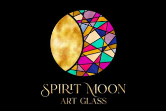 design a beautiful and artistic stained glass logo for your brand