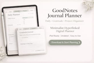 design goodnotes app, daily journal organizer, gratitude journal project planner