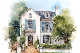 house and building photo into watercolor art