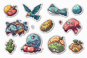 create custom sticker, sticker pack, logo and die cut sticker design