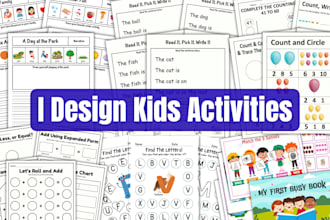 design educational worksheets, activity sheets, and digital products for kids