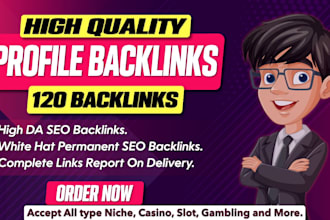 build 120 manual high domain authority SEO profile backlinks