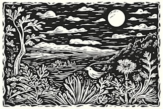 draw high quality linocut illustration for shirt design